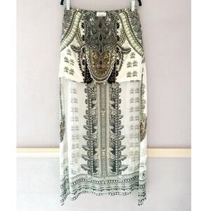 Camilla Embellished Silk Maxi Skirt Beaded Boho Festival Size 1